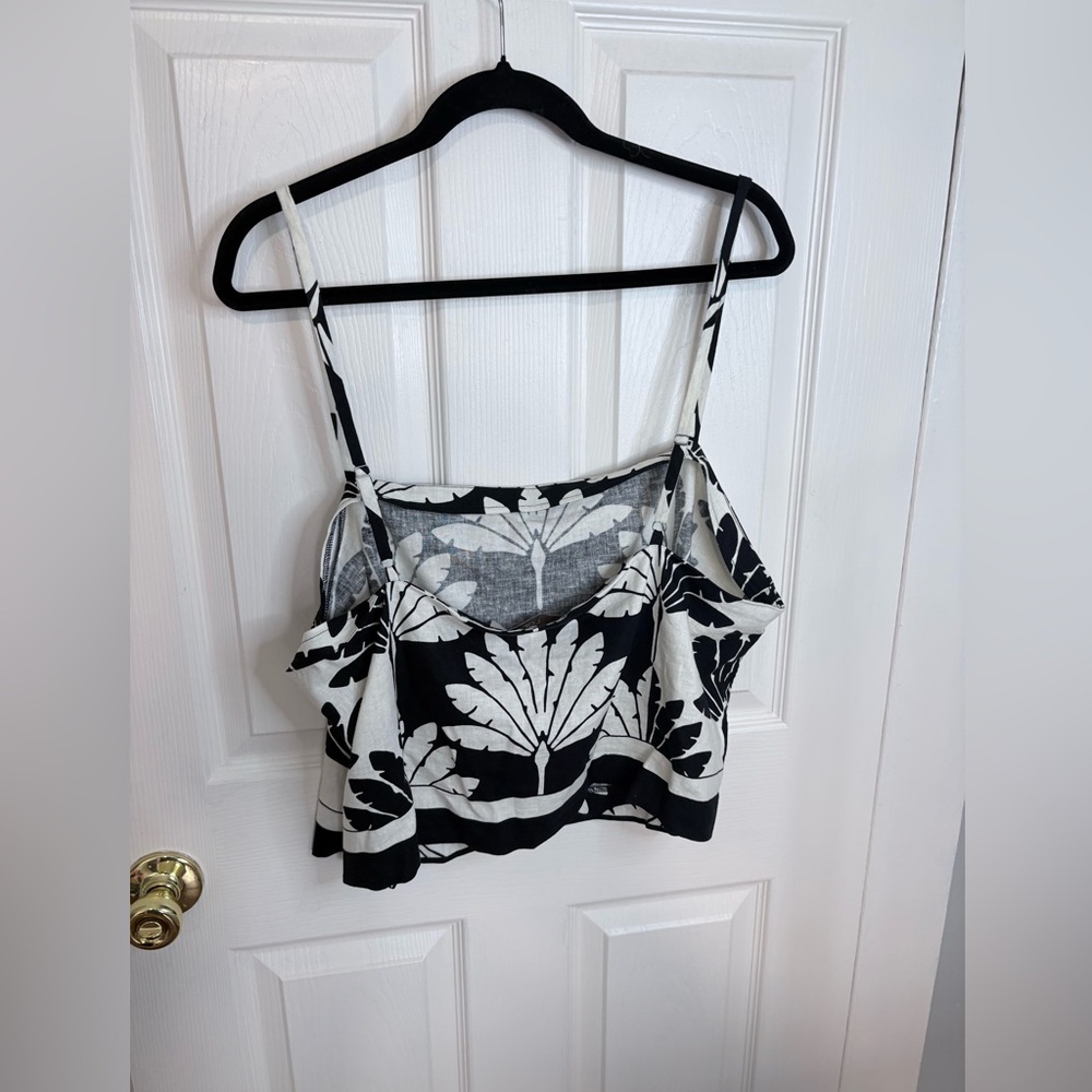 NWT LOFT Palm Linen-Blend Cami – Black & White – Size 18 | Modern Polished Tank - Picture 8 of 12